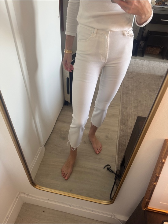 MOTHER Denim - MOTHER Cream Cropped Raw-Hem Ankle Jeans